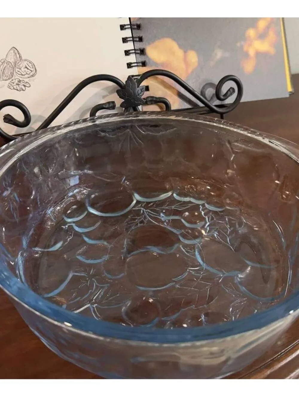 Vintage Libbey Orchard Fruit 3 Qt Oven Proof Glass Casserole Baking Dish